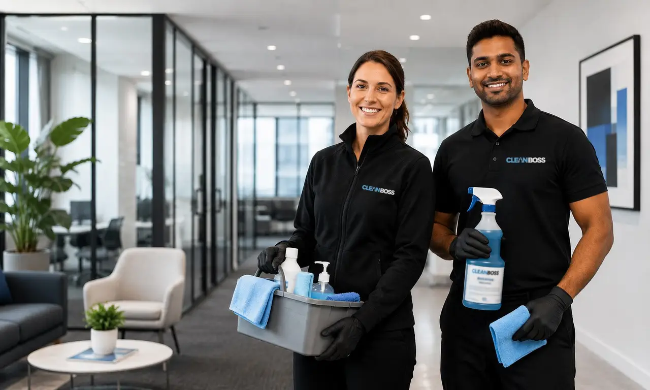 The Clean Boss team in a modern New Zealand office